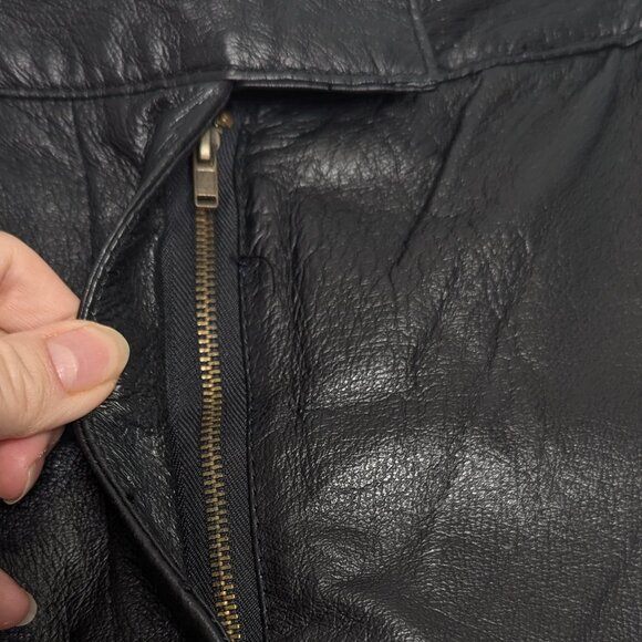 Bagatelle Vintage 90s Black Leather Pants Relaxed Fit High Waist Size 12 - Picture 7 of 9